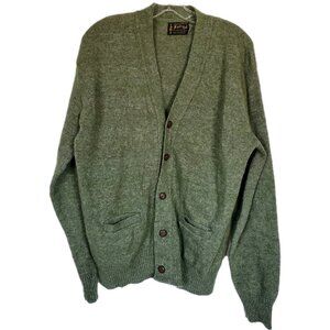 Vtg Fargo Cardigan Sweater Ireland Shetland Wool Fisherman Mens Green